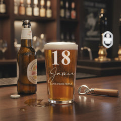 Personalised Engraved 18th Birthday Beer Perfect Pint Glass Gift personalised beer glasses ukgiftstoreonline