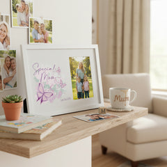 Personalised Special Mum Pink and Purple Butterfly Gift Photo Frame personalised photo frames ukgiftstoreonline