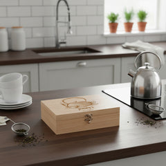 Personalised Tea Box Any Name Engraved With Old Fashion Pot Tea Box Raised Words