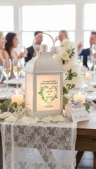 Personalised Engagement Lamp Lantern Night Light Gift Green Floral Heart Personalised Lights ukgiftstoreonline
