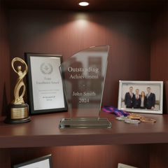 Jade Glass Personalised 15cm Award Trophy Any Engraving or Occasion Tapered Design Jade Glass ukgiftstoreonline