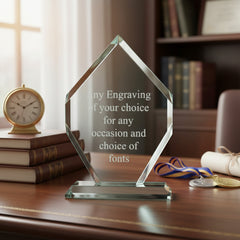 Jade Glass Personalised 15cm Award Trophy Any Engraving or Occasion Diamond Shape Jade Glass ukgiftstoreonline