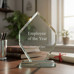 Jade Glass Personalised 15cm Award Trophy Any Engraving or Occasion Diamond Shape Jade Glass ukgiftstoreonline