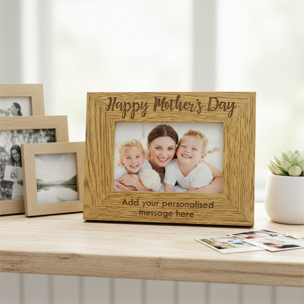 Personalised Happy Mothers Day Engraved Wooden Photo Frame Gift Mothers Day Photo Frame ukgiftstoreonline