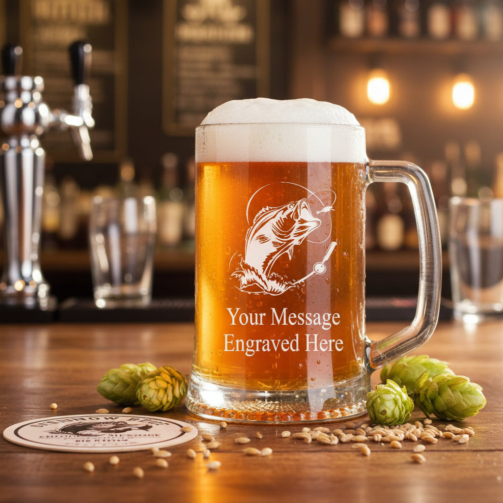 Personalised Fishing Engraved Pint Glass Beer Tankard Gift personalised beer glasses ukgiftstoreonline