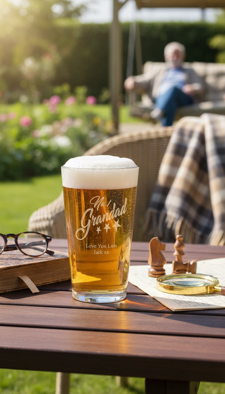 Personalised Grandad Beer Glass Engraved Pint Glass For Birthdays Christmas Or Fathers Day personalised beer glass ukgiftstoreonline