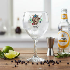 Personalised Highland Cow Butterfly Cocktail Gin Glass Gift For Her Personalised Gin Glasses ukgiftstoreonline