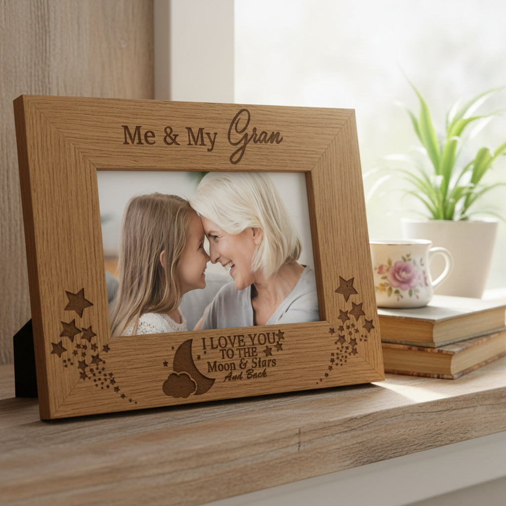 Me and My Gran Love You To The Moon Engraved Wooden Photo Frame Gift Gran Photo Frame ukgiftstoreonline