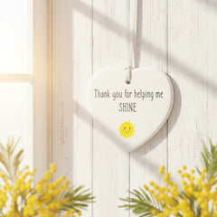 Teacher Gift thank you for helping me shine ceramic heart present Personalised Heart Gifts ukgiftstoreonline