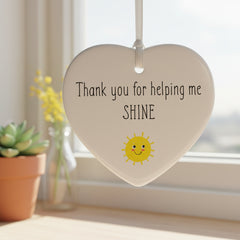 Teacher Gift thank you for helping me shine ceramic heart present Personalised Heart Gifts ukgiftstoreonline