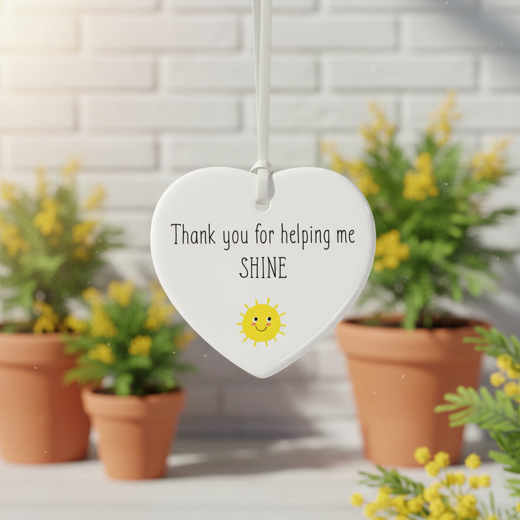Teacher Gift thank you for helping me shine ceramic heart present Personalised Heart Gifts ukgiftstoreonline