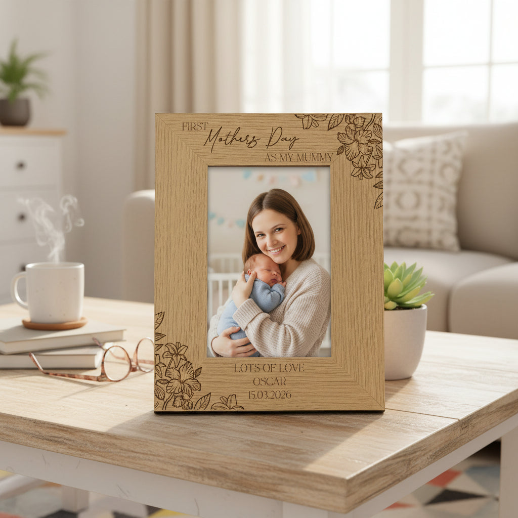First Mother's Day as my Mummy Wooden Engraved Photo Frame 1st Mothers Day Mommy, Nanny, Grandma, Nana, Granny Mother's Day Gift personalised photo frames ukgiftstoreonline