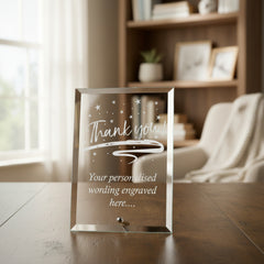 Thank You Sentiment Personalised Engraved Glass Plaque Gift Personalised Crystal Glass ukgiftstoreonline