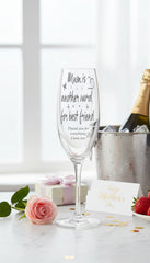 Mum Friend Sentiment Personalised Engraved Champagne Prosecco Glass Personalised Champagne Glasses ukgiftstoreonline