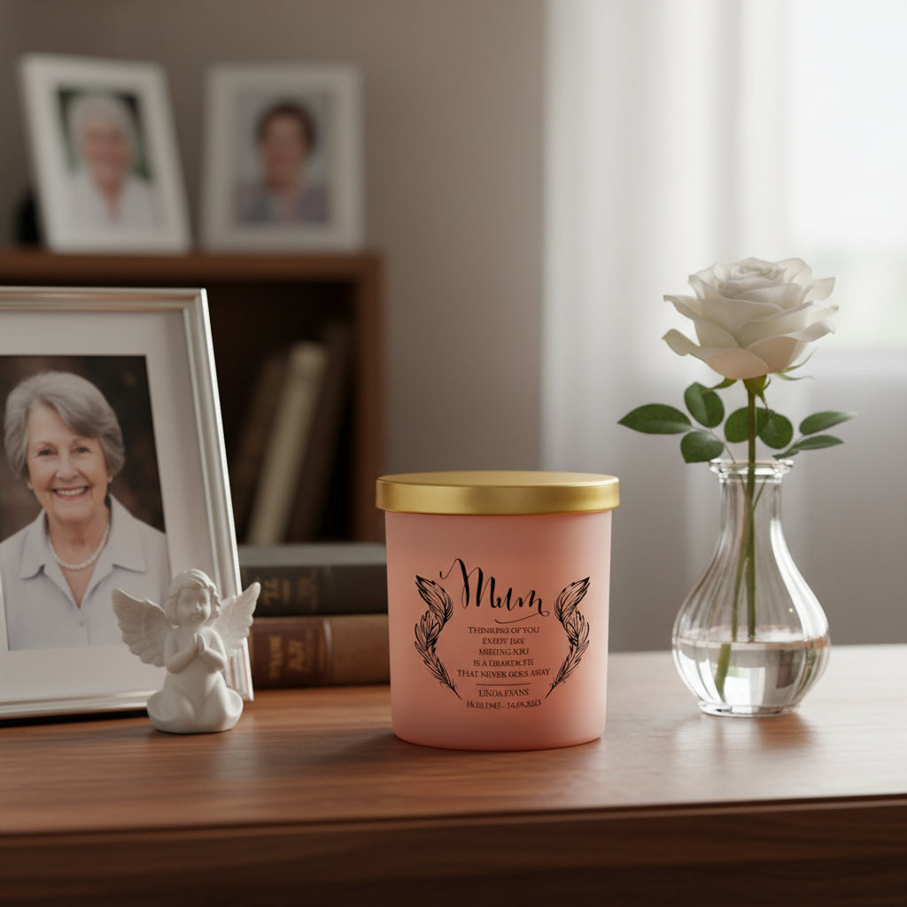 Beautiful Pink Mum Memorial Remembrance Personalised Candle Gift Tea Light Holder ukgiftstoreonline