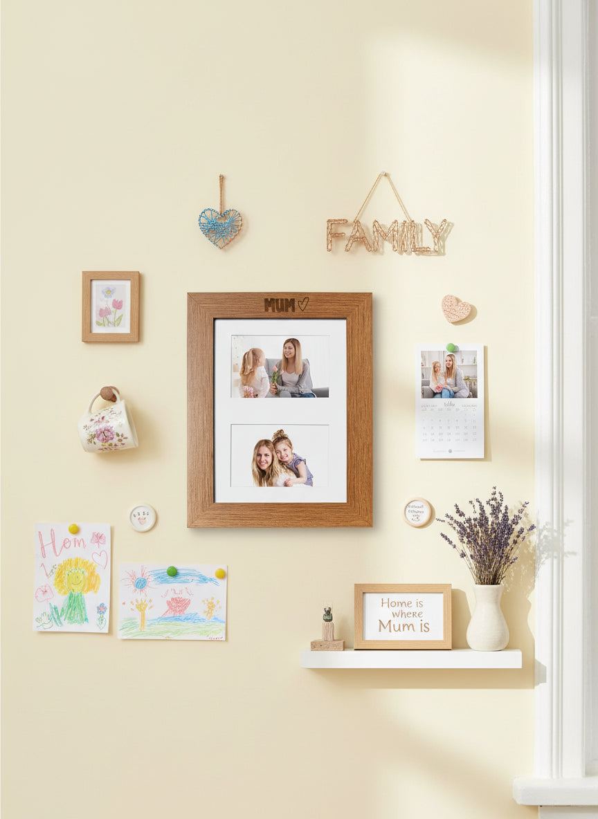 Mum Engraved Wooden Photo Picture Frame Double 6x4 Inch Landscape Photo Frame ukgiftstoreonline