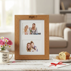 Mum Engraved Wooden Photo Picture Frame Double 6x4 Inch Landscape Photo Frame ukgiftstoreonline