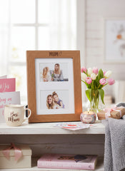 Mum Engraved Wooden Photo Picture Frame Double 6x4 Inch Landscape Photo Frame ukgiftstoreonline
