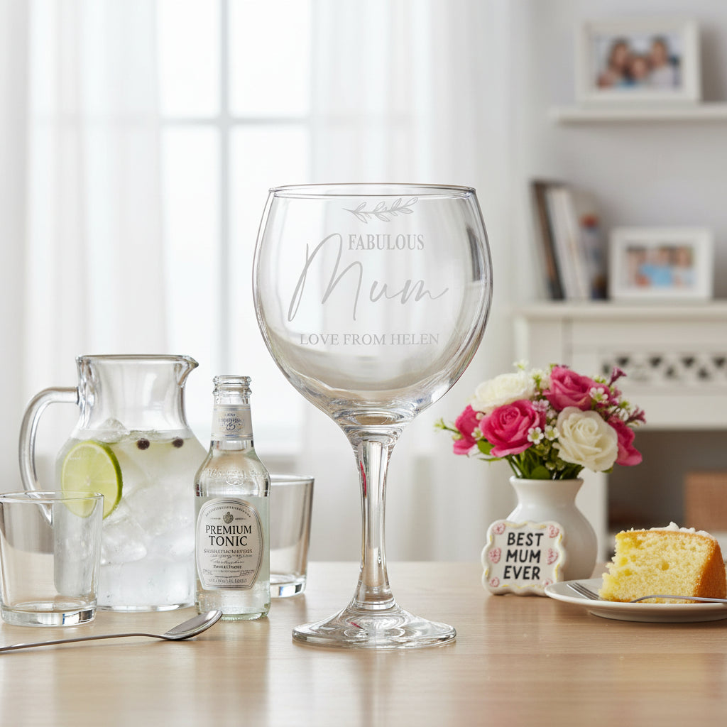 Personalised Engraved Mum Gin and Tonic Glass with Sentiment Gift Boxed Personalised Gin Glasses ukgiftstoreonline