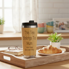 Personalised Mum Tea or Coffee Engraved Bamboo Travel Mug Gift