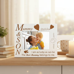 Engraved White Mummy and Son Photo Frame Gift Any Occasion Photo Frame ukgiftstoreonline