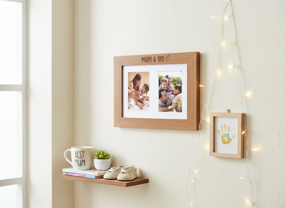 Mum and Us Engraved Double Wooden Photo Frame Gift Photo Frame ukgiftstoreonline