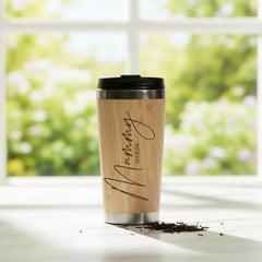 Personalised Engraved Bamboo Insulated Mummy Travel Mug Gift