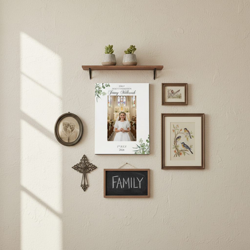 Personalised First Holy communion Elegant Photo Frame Gift With Leaves