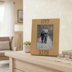 I Heart My Sister Wooden Engraved Photo Picture Frame Love Gift Sister Photo Frame ukgiftstoreonline
