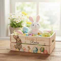 Personalised Easter Bunny Crate, Wooden Easter Crate, Easter Gift Hamper Crate storage crate ukgiftstoreonline
