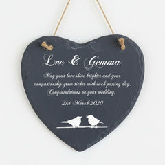 Personalised Wedding Gift Engraved Stone Slate Plaque Bird Symbol Personalised Wedding Gift ukgiftstoreonline