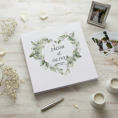 Personalised Large Linen Cover Wedding Photo Album Floral Heart photo album ukgiftstoreonline
