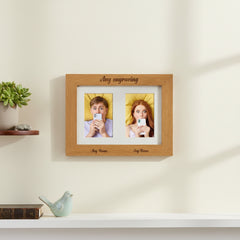Personalised Engraved Double Wooden Photo Frame With Text Under Photo Personalised Photo Frame ukgiftstoreonline