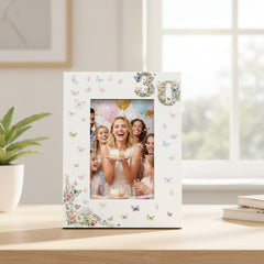 30th Birthday Photo Picture Frame Gift For Her With Butterflies and Flowers