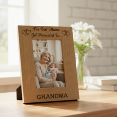 Best Mums Get Promoted To Grandma Engraved Wooden Photo Frame Grandma Photo Frame ukgiftstoreonline