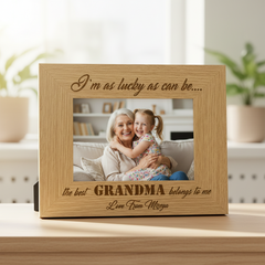 Best Grandma Belongs To Me Personalised Engraved Wooden Photo Frame Gift Photo Frame ukgiftstoreonline 4 x 6 Inch