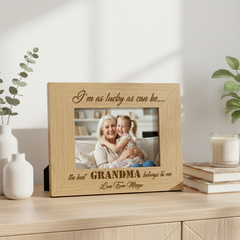 Best Grandma Belongs To Me Personalised Engraved Wooden Photo Frame Gift Photo Frame ukgiftstoreonline