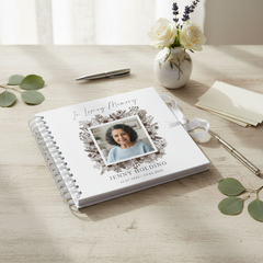 Personalised Funeral Condolence Memory Book Of Life - Memorial Guest Book Hardcover - Guestbook for Celebration of Life Memorial Service