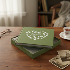 Grandma with love Olive Green Photo Album Gift With Butterflies 50 x 6" x 4" Capacity Grandma Photo Album ukgiftstoreonline