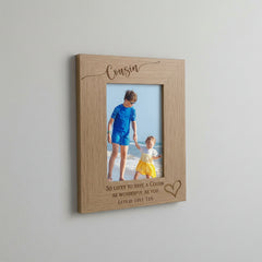 Personalised Cousin Love Heart Engraved Portrait Photo Frame Gift personalised photo frames ukgiftstoreonline