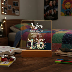 Personalised 16th birthday Gift For Her LED Light With Flowers and Butterflies Personalised Heart Gifts ukgiftstoreonline