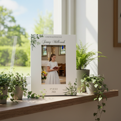 Personalised Confirmation Day Elegant Photo Frame Gift With Leaves