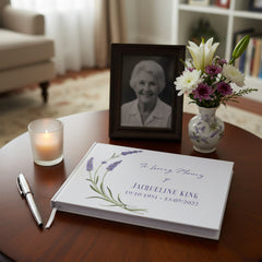 Personalised Memory Funeral Book Remembrance Guest Book With Lavender Hard Cover 80 Pages Guest Book ukgiftstoreonline