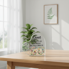 Personalised 60th Birthday Gift Heart Block in Silk Lined Gift Box With Flowers and Butterflies Acrylic Glass Gift ukgiftstoreonline