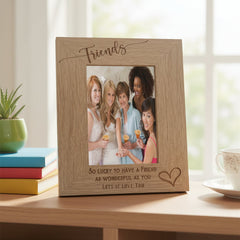 Personalised Friends Love Heart Engraved Portrait Photo Frame Gift personalised photo frames ukgiftstoreonline