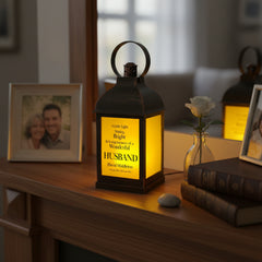 Personalised Husband In Loving Memory Graveside Lantern Gift With Flame Effect
