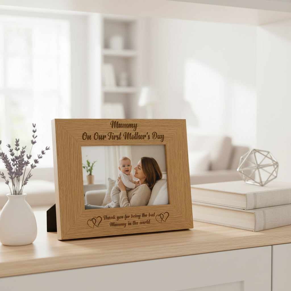 First Mother's Day Mummy Engraved Wooden Photo Frame Gift Mummy Photo Frame ukgiftstoreonline