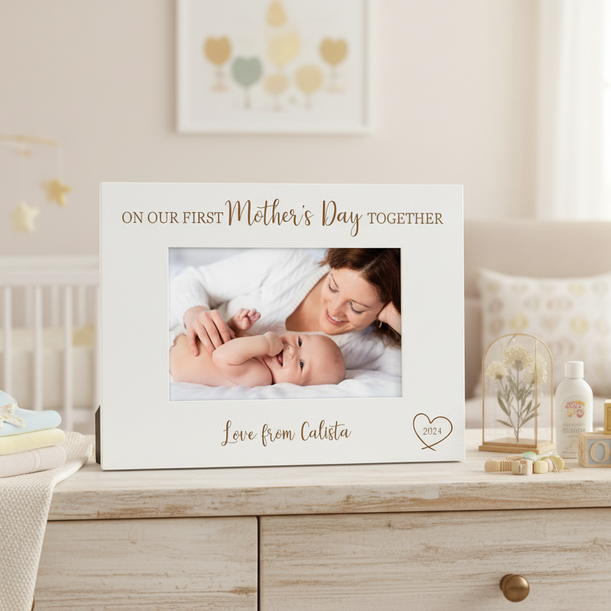 On Our First Mothers Day Photo Frame Engraved Wooden Personalised Photo Frame ukgiftstoreonline