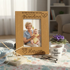 Personalised First Mothers Day as a Grandma Engraved Photo Frame Portrait Photo Frame ukgiftstoreonline