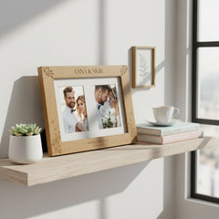 Double Wedding Engraved Photo Picture Frame 6x4 Inch Portrait With Wildflowers Photo Frame ukgiftstoreonline